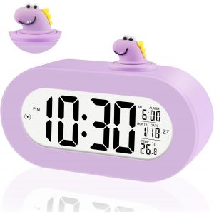 R&eacute;veil Enfant,Horloge Numerique Apprentissage Enfant Avec Grand &Eacute;cran Lcd,Snooze,R&eacute;tro&eacute;clairage Automatique La Nuit,Temp&eacute;rature,R&eacute;veil De Voyage Digitale Pour Gar&ccedil;ons Filles (Violet) - Neuf