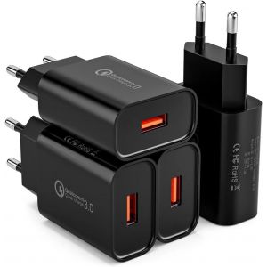 (4 Pack) Fast Charger Usb Mains Plug For Samsung Galaxy S21 20 S10 S9 S8 S7 A55 A53 A50 A40 A34 A20 A15 A13 A03 M34, For Iphone Xiaomi Huawei Oppo Oneplus, Quick Charge 3.0 18w Adapter - Neuf