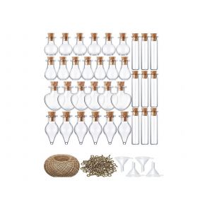 50 Mini Bocaux En Verre Avec Bouchon En Li&egrave;ge Pour Loisirs Cr&eacute;atifs Et D&eacute;corations - Neuf