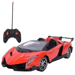 Voiture telecommandee electrique 4 canaux rechargeable par USB, echelle 1:16, rouge - Neuf