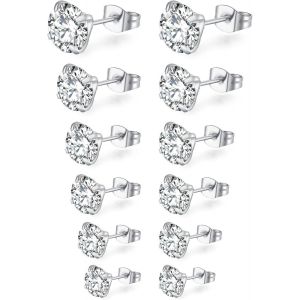 Kal-Paires Boucle D'oreille Femme Homme, Boucle D'oreille Acier Inoxydable, Hypoallerg&eacute;nique Boucles D'oreilles Plaqu&eacute;es Or 14k, Boucle D'oreille Argent Or En Zirconium - Neuf