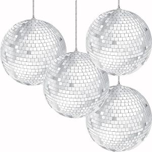 Lot De 4 Boules Disco À Suspendre - 10 Cm - Nombreuses Possibilités D'utilisation Pour Sapin De Noël, Mariage, Fête D'anniversaire, Décoration - Effet De Lumière - Neuf