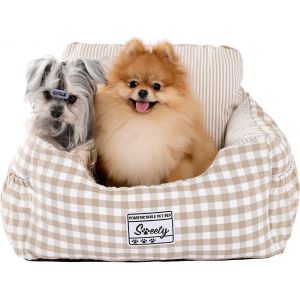 Si&egrave;ge Auto Confortable Et S&eacute;curis&eacute; Pour Chiens De Petite Et Moyenne Taille,Imperm&eacute;able Et Antid&eacute;rapant,Beige - Neuf