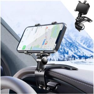 Support Telephone Voiture, Support de T&eacute;l&eacute;phone Multifonction pour Tableau de Bord de Voiture Automobile, Clip &agrave; Ressort r&eacute;glable Rotatif &agrave; 1400&deg; pour Les Smartphones de 3 &agrave; 7 Pouces - Neuf