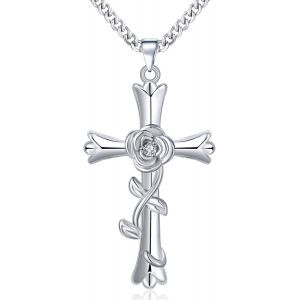 Kal-Colliers Croix En Argent Pour Femme, Réglable Foi Croix Dieu Béni Pendentif Collier Bijoux Cadeaux - Neuf