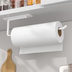 Sjzg-Porte-Rouleau De Cuisine Sans Per&ccedil;age - Blanc - Auto-Adh&eacute;sif Pratique - Sous Armoire Pour Le Rangement Et L'organisation De La Cuisine - Neuf