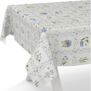 Sjzg-Nappe En Toile Cir&eacute;e - Lavable, Imperm&eacute;able - Bord Coup&eacute; - Motif &Agrave; Carreaux Floraux - Bleue - 90 X 130 Cm - Neuf