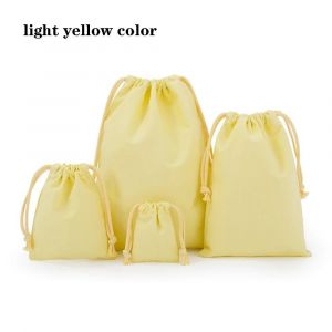 Sac &Agrave; Cordon Couleur Sac &Agrave; Bijoux Organisateur Fourre-Tout En Coton Sacs &Agrave; Main Portables Sac D'&Eacute;picerie En Toile Sac De Rangement De Voyage Pliable.Light Yellow Color.13X16Cm-10Pcs - Neuf