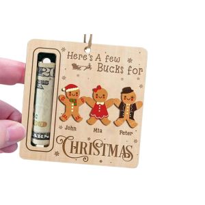 Porte-monnaie de No&euml;l en bois pour offrir de l'argent - Accessoire &agrave; suspendre au sapin avec cordon - Neuf