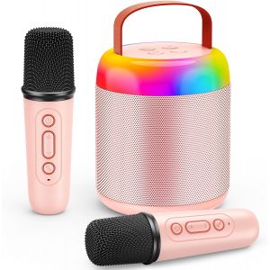 ERYI-Micro Karaoke Enfant Avec 2 Micro Sans Fil, Cadeau Fille 4-12 Ans Jouet Fille 3-12 Ans Micro Enfant Microphone Bluetooth Mini Karaoke Machine Cadeau Anniversaire Fille 5-11 Ans - Neuf