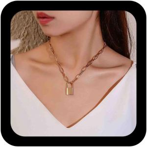 Kal-Collier Cadenas Collier Ras-De-Cou En Or Collier Cadenas Collier Trombone Collier Pendentif Cadenas Collier Trombone Collier De Déclaration Bijoux Pour Femmes - Neuf