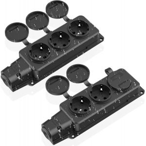 Ytfhg-Multiprise 3 Prises, Prise Extérieure Étanche Ip54, Prises De Contact De Protection Avec Couvercle Rabattable, Multiprise Pour Extérieur, 230 V/16 A Max. 3500 W, Prise Extérieure Pour Jardin, C - Neuf
