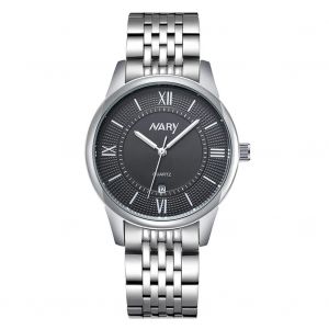 Nary Cadran En Chiffres Romains &Eacute;tanche Bracelet En Acier Inoxydable Montre De Couple (Noir Blanc Pour Homme) - Neuf