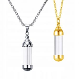 2x Colliers Pendentifs En Forme De Fiole En Verre - Neuf