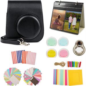 CHECARZHN--NO1-Muziri Kinoo Mini 11 Étui De Protection Pour Instax Mini 11 Avec 8 Accessoires Utiles Pour Appareil Photo, 4 Filtres De Couleur Et 1 Objectif À Selfie - Noir - Neuf