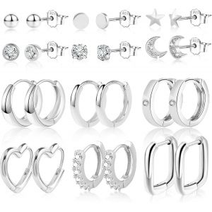 Kal-6 Pcs Boucles Doreilles Femme Acier Inoxydable Piercing Oreille Cartilage Helix, S925/Plaqué Or 14 Carats - Neuf