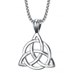 Pendentif Noeud Trinité Porte-Bonheur Simple En Acier Inoxydable Triangle Triple Noeud Pendentif,Collier Pendentif Homme,Hommes - Neuf