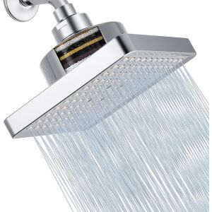 CAP-Tete de Douche Pluie Anti Calcaire, 15CM Tete de Douche Haute Pression, Pommeau de Douche Fixe, Pommeau Douche Pluie à Économie u200bd'eau, Pommeau Carré Universelle - Neuf
