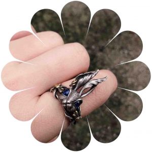 Kahfl-Bague Lapin Argenté Mignon Animal Lapin Anneaux Ouverts Gothique Easter Anneau Réglable Doigt Bijoux Pour Femmes - Neuf