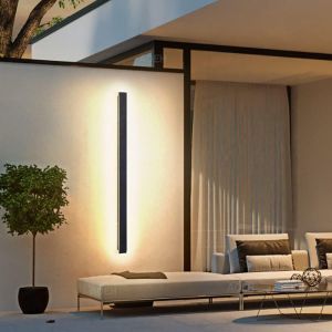 Applique Murale Led, Longue, Noire, Ext&eacute;rieur, En Aluminium Acrylique &Eacute;tanche Ip65 Pour Jardins, Terrasses, Chambres, Int&eacute;rieur De Salon, Villa, 60cm ,20w - Neuf
