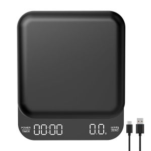 Mini Balance &Agrave; Caf&eacute; Num&eacute;rique Avec Minuterie, Rechargeable, 3 Kg/0,1 G, Balance &Eacute;lectronique De Haute Pr&eacute;cision Avec &Eacute;cran Led, Petite Balance De Cuisine &Eacute;tanche, Noire - Neuf