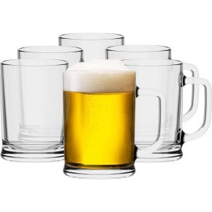 Mevronisshop-Verre &Agrave; Bi&egrave;re Avec Poign&eacute;e Confortable Chope De Bi&egrave;re 500 Ml | Lot De 6 | Pinte De Bi&egrave;re 0,5 L Mug &Agrave; Bi&egrave;re En Verre Transparent | S&eacute;curit&eacute; Au Lave Vaisselle | Collection Ulf - Neuf