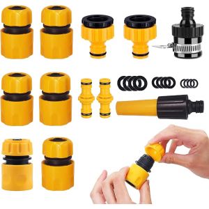 KALANKA-Schlauchverbinder Set 15 pi&egrave;ces pour tuyau d'arrosage 1/2 pouce - Raccords robustes et universels pour jardin, voiture et maison - Neuf