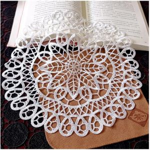 Eryi-Lot De 2 Napperons En Dentelle Blanche Vintage Ronds - Fait À La Main - Élégants - Motif Floral - Motif Camélia - 40 Cm - Neuf