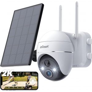 CHECARZHN--NO1-2K Caméra Surveillance Wifi Extérieure Sans Fil Solaire, 360° Ptz Caméra Ip Batterie, Vision Nocturne Couleur, Pir Détection De Mouvement, Sirène D'Alarme, Audio Bidirectionnel, Ip65, Zs-Gx1 - Neuf