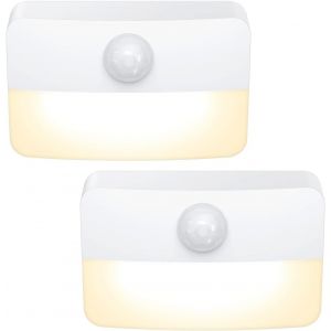 Lot De 2 Veilleuses À Détecteur De Mouvement À Coller Pour Intérieur Par Piles, Lumières Sous Placard De Cuisine Avec Coussinets Adhésifs, Marche/Arrêt Automatique Pour Armoire, Escalier, - Neuf