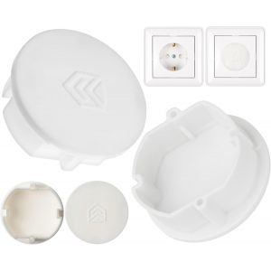 Cache-Prise, 4 pièces, en Blanc, Protection de Prise Contre la poussière, Les éclaboussures, pour Prise SchuKo Type F, Couvercle pour multiprise, Prise Multiple, Enrouleur de câble, Cuisine, Atelier - Neuf