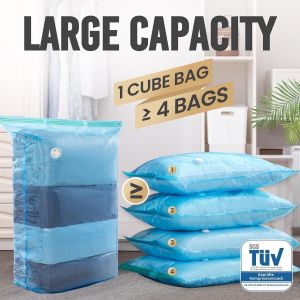 CHENG-Lot de 4 grands sacs de rangement sous vide pour v&ecirc;tements, literie, couettes, coussins, sans pompe, sans capuchon,design d'&eacute;conomie d'espace,rangement sous vide - Neuf