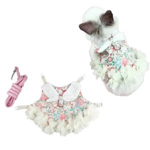 Ensemble Harnais Et Laisse Pour Lapin, Furet Et Lapin, V&ecirc;tements Pour Lapins, V&ecirc;tements Pour Petits Animaux (M, Fleur) - Neuf