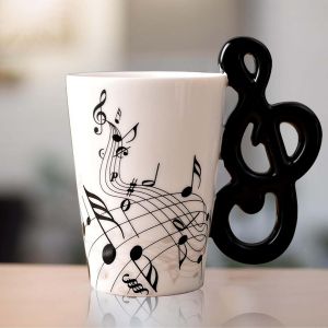 Eryi-Tasse À Café En Céramique Avec Note De Note : 250 Ml Tasse À Thé Imprimée Note De Musique Cadeau Tasse À Café En Céramique Pour Les Amateurs De Musique Cadeau - Neuf