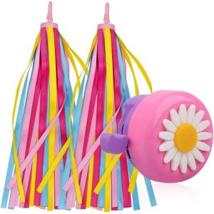 Kal-Sonnette De Vélo Enfant Et Bike Banderoles, Cloche De Bicyclette, Accessoires De Vélo Enfants Ruban Tassel Pour Guidon De Vélo, Enfants Vélo Banderoles Glands(3 Pièces) - Neuf