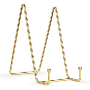 Lot de 2 présentoirs pour tableaux de 15 cm (6 po) - Chevalet en métal doré, étagère pour tableaux, cadres photo pour exposer photos, assiettes, assiettes décoratives et ?uvres d'art. - Neuf