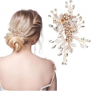 Kal-Épingles À Cheveux En Cristal, Accessoires De Cheveux De Mariage, Argenté Bijoux Cheveux Mariage, Cheveux Mariage En Strass, À Cheveux De Mariée Coiffures, Mariée Épingles À Cheveux (Rose) - Neuf