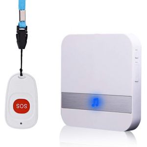 La maison d'Alerte d'Alarme sans Fil Patient Âgé Système d'Alarme Personnel variante de connecteur Et Bouton d'Appel d'Urgence Téléavertisseur Alarme (1 à 1 de Blanc) - Neuf