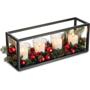 Bougeoirs Géométriques En Métal, 4 Candélabres Supports Pour Bougies Piliers Chauffe-Plat Modernes Pour Noël Avent, Bougeoirs Décoratifs Chandeliers Pour Centre De Table À Manger - Neuf