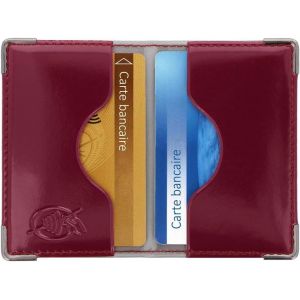 NSIECD-® Etui 2 Cartes bancaires blindé (Anti-RFID) - Fabrication française - Protection des données bancaires (Lie de Vin - PVC Vernis) - 9,7 x 6,5 x 0,5 cm - Neuf