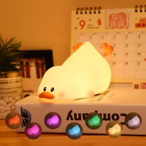 Veilleuse Pour Enfants,Veilleuse Canard Color&eacute;e Pour Chambre D'enfant, Minuterie De 1/3 Heure,Rechargeable Veilleuse Animale Pour B&eacute;b&eacute; Enfant En Bas &Acirc;ge Fille Cadeau D'anniversaire Kawaii - Neuf