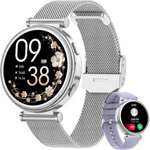 Montre Connect&eacute;e Femme Avec Appel Bluetooth, 1.27'' Hd Smartwatch Avec Ip68 &Eacute;tanche Sommeil/Fonction F&eacute;minine/Fr&eacute;quence Cardiaque/Spo2 120+ Modes Sport, Podom&egrave;tre Calories Ios Android, Argent - Neuf