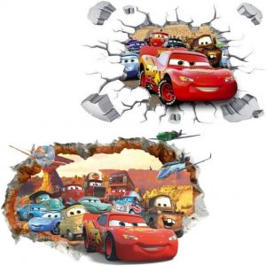 Eryi-2pcs Stickers Muraux Cars Wall Decal Enfants Chambre Bébé Décoration Autocollants Muraux Cars Stickers Muraux Personnalisé Stickers Mural Amovible - Neuf