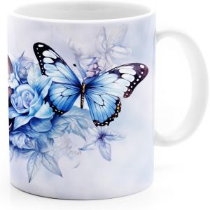 Eryi-® Tasse Motif Tête De Mort Papillon Fleurs Fleurs Aquarelle Illustration Aquarelle Tasse Cadeau Blanche Standard - Neuf