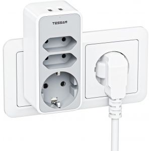 Ytfhg-Multiprise Murale 3 Sortie Ac Et 2 Ports Usb, 5 En 1 Prise Électrique Compatible Avec Phone, Pad, Secteur Usb C Convient Pour Bureau, Domicile, Gris - Neuf