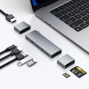 Hub USB pour MacBook, hub USB-C 8 en 2, 2 HDMI 4K 60 Hz, USB C, 2 ports de données USB A, lecteur de carte microSD pour MacBook Pro 13"", MacBook Air M1 M2 M3, iPad Dell XPS, Lenovo Thinkpad - Neuf
