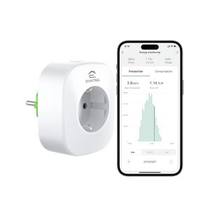 Prise Connect&eacute;e WiFi, Mesure la Production d'&Eacute;lectricit&eacute; des Mini-Syst&egrave;mes Photovolta&iuml;ques, Compatible avec Alexa, SmartThings et Google Home, Commande Vocale, 16A, Type F (NON Type E) - Neuf
