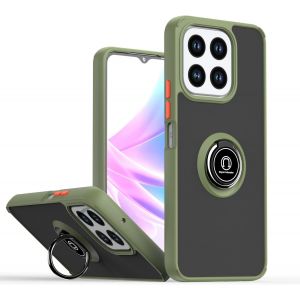 Kal-Coque Pour Honor X6b, Etui Téléphone Antichoc Avec Anneau De Support, Hard Pc Et Tpu Bumper Mat Translucide Case Cover - Armée Verte - Neuf