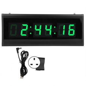 HJLIAN Horloge murale numerique LED moderne avec calendrier perpetuel pour la decoration de la chambre a coucher, 100-240 V, Prise UK - Neuf