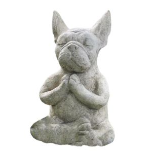 Extérieur bouledogue français jardin statue méditation résine artisanat chien mémoriaux chiens figures de chien - Neuf